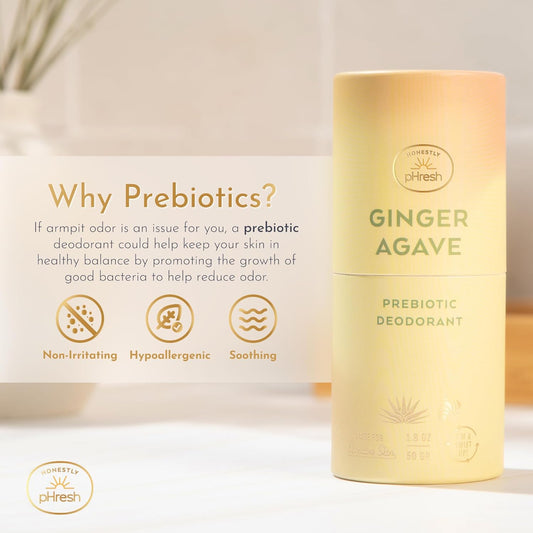 Honestly Phresh Twist-Up Deodorant | Baking Soda-Free, Prebiotic Formula | Aluminum-Free, Non-Irritating Deodorant Stick | All-Natural, Whole-Body Application | Glides On Clear - Ginger Agave