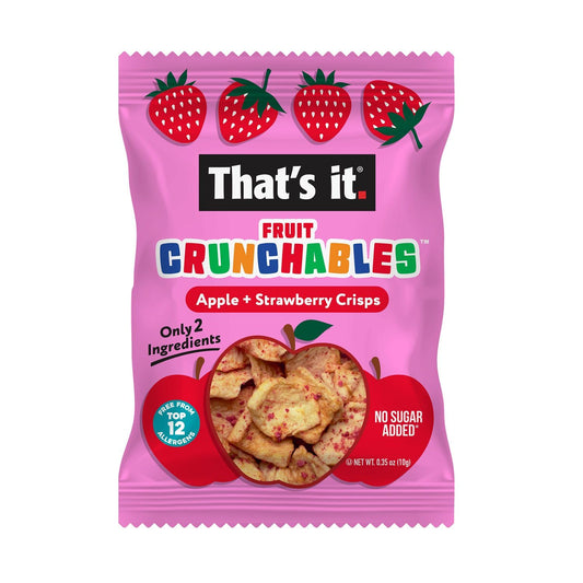That’S It. Fruit Crunchables Apple + Strawberry Crisps, 15-Pack – 100% Real Fruit Snacks For Kids, Plant-Based, Non-Gmo, Gluten-Free, No Sugar Added, Allergen-Free, Healthy Lunchbox Snack