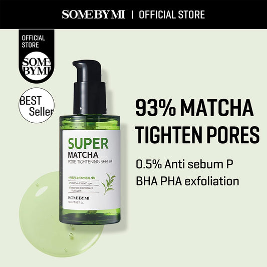 Some By Mi Super Matcha Pore Tightening Serum - 1.69Oz, 50Ml - Made From Match Water For Sensitive Skin - Skin Moisturizing And Purifying Effect - Blackheads, Sebum And Pore Care - Korean Skin Care