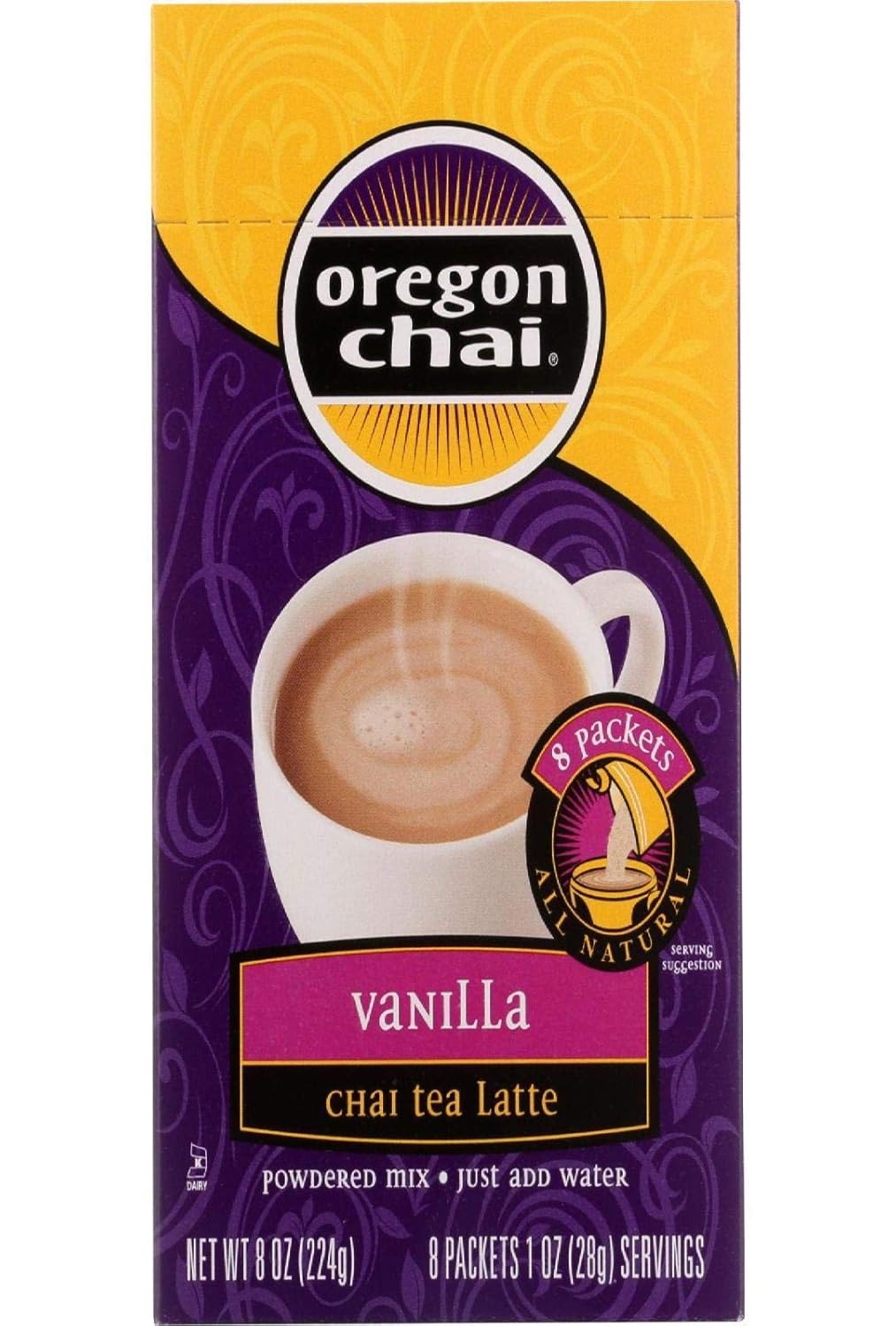 Oregon Chai Kerry Vanilla Dry Mixes, 8 Count (Pack Of 1)