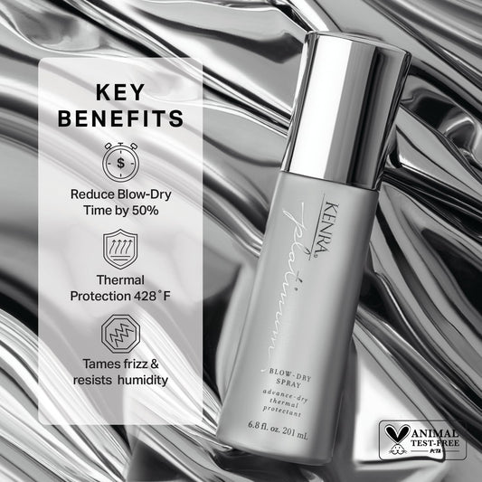 Kenra Platinum Blow-Dry Spray | Time-Saving Heat Protectant | Detangles, Smooths, And Softens | Eliminates Frizz & Resists Humidity | Medium To Coarse Hair