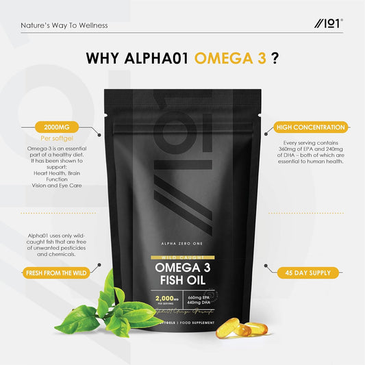 Omega 3 Fish Oil 2000Mg Capsules | Wild Caught Marine | 1000Mg Per Cap120 Grams