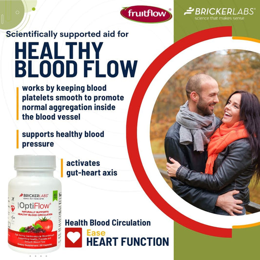 Bricker Labs OptiFlow Blood Circulation Vitamins, Naturally Supports Healthy Blood Flow, Contains FruitFlow and resVida Trans resveratrol. Blood Optimizer Supplement, 30 Capsules