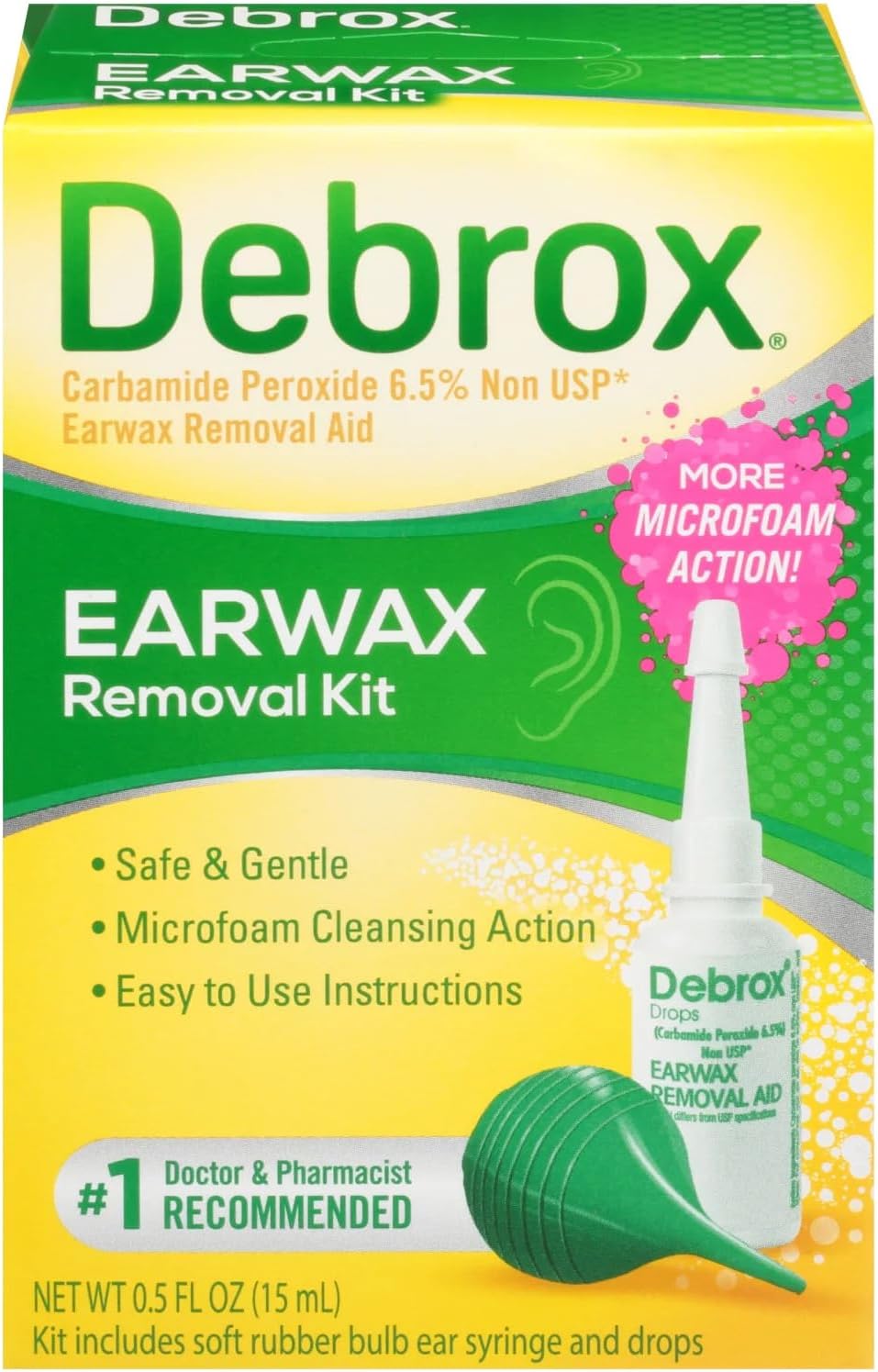 Debrox Earwax Removal Aid Kit, Washer & Drops, 0.5-Ounce Bottles (Pack of 2) by Debrox