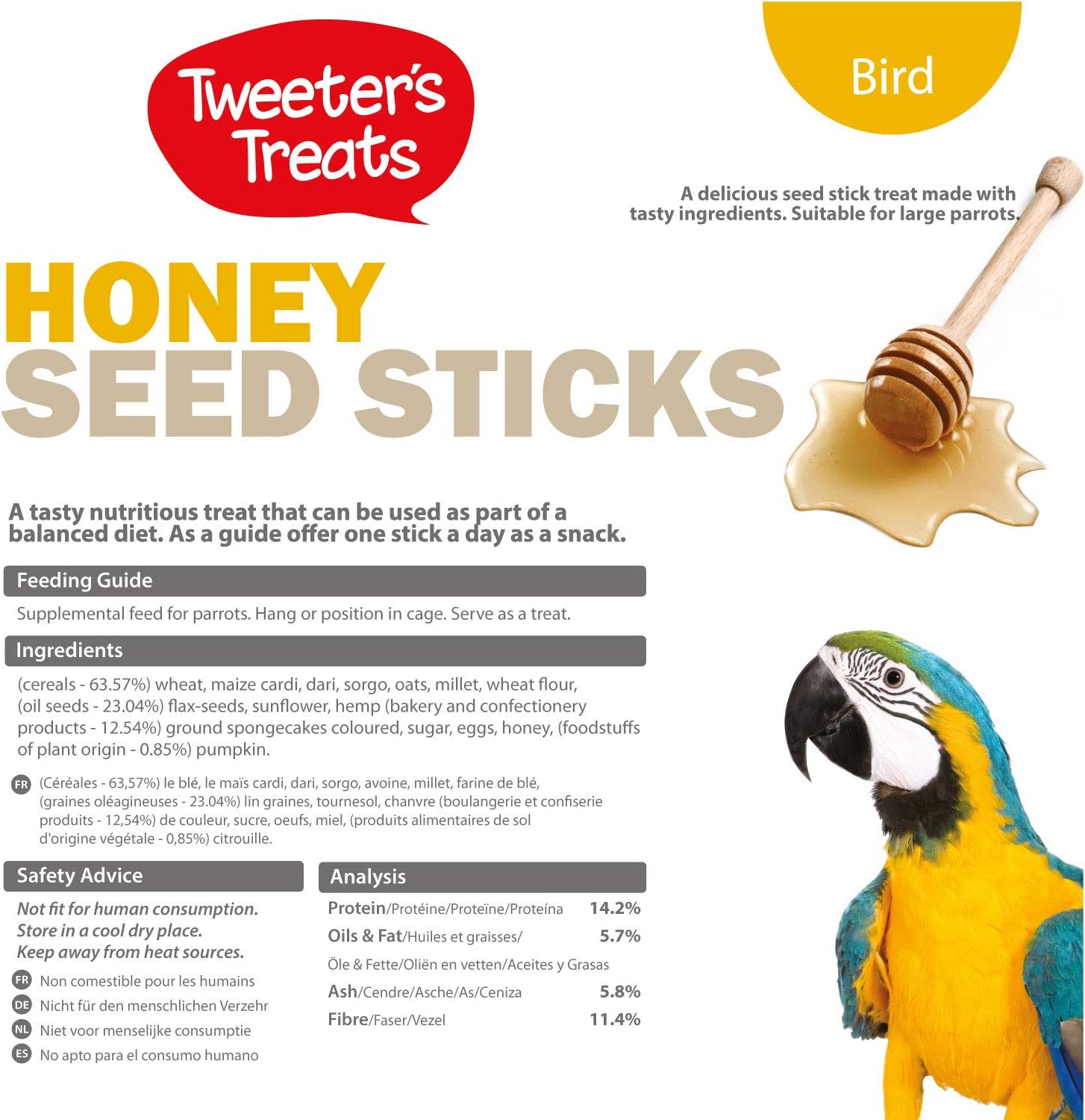 Tweeter's Treats Seed Sticks for Parrots - Honey :Pet Supplies