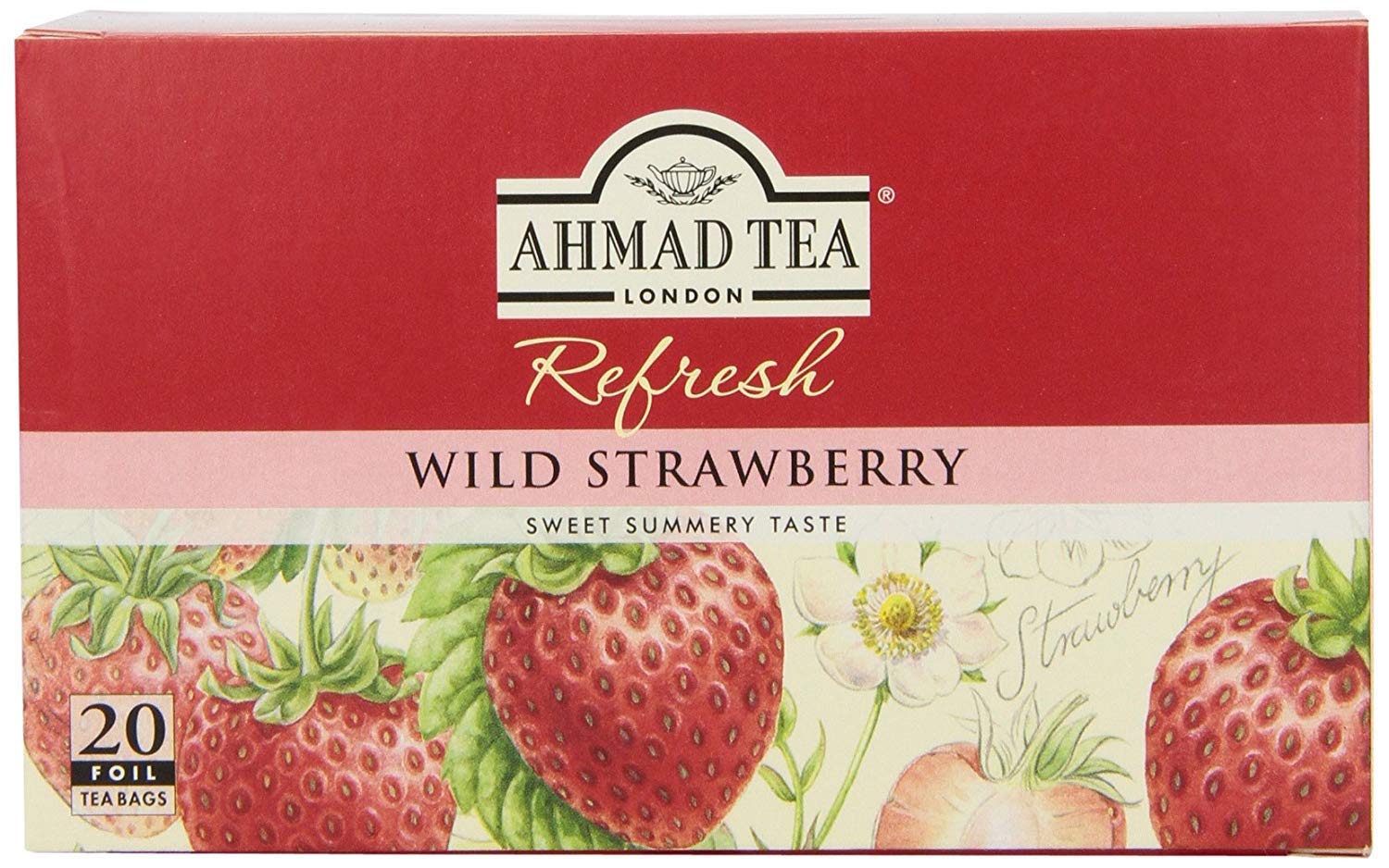 Ahmad Tea Herbal Tea, Wild Strawberry, 20 Ct (Pack Of 6) - Decaffeinated & Sugar-Free