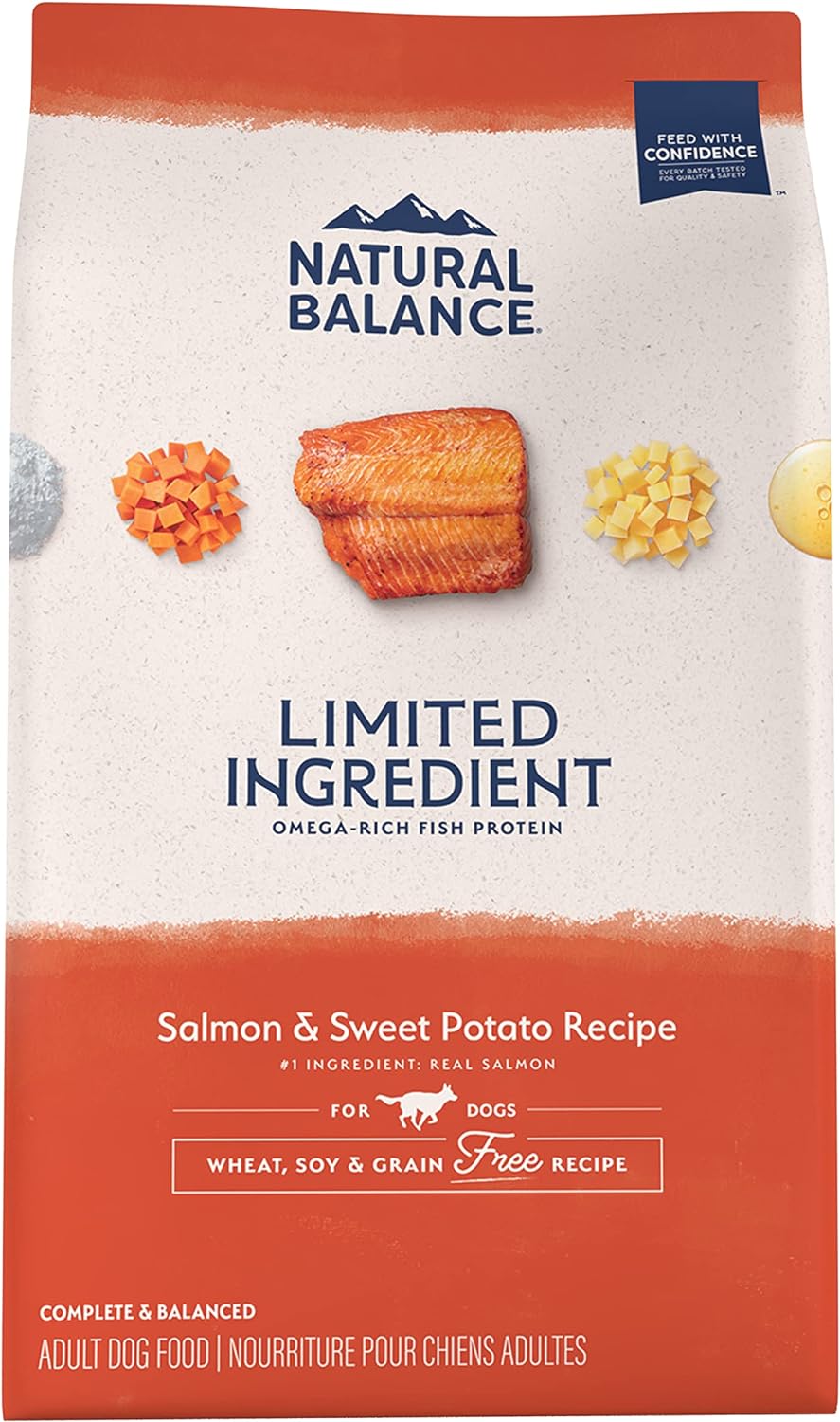 Natural Balance Limited Ingredient Adult Grain-Free Dry Dog Food, Salmon & Sweet Potato Recipe, 24 Pound (Pack of 1)