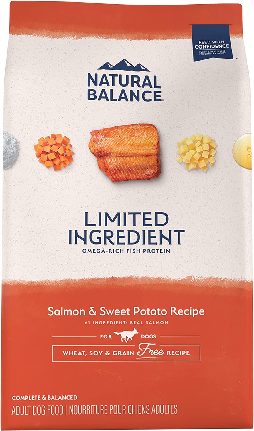 Natural Balance Limited Ingredient Adult Grain-Free Dry Dog Food, Salmon & Sweet Potato Recipe, 24 Pound (Pack Of 1)