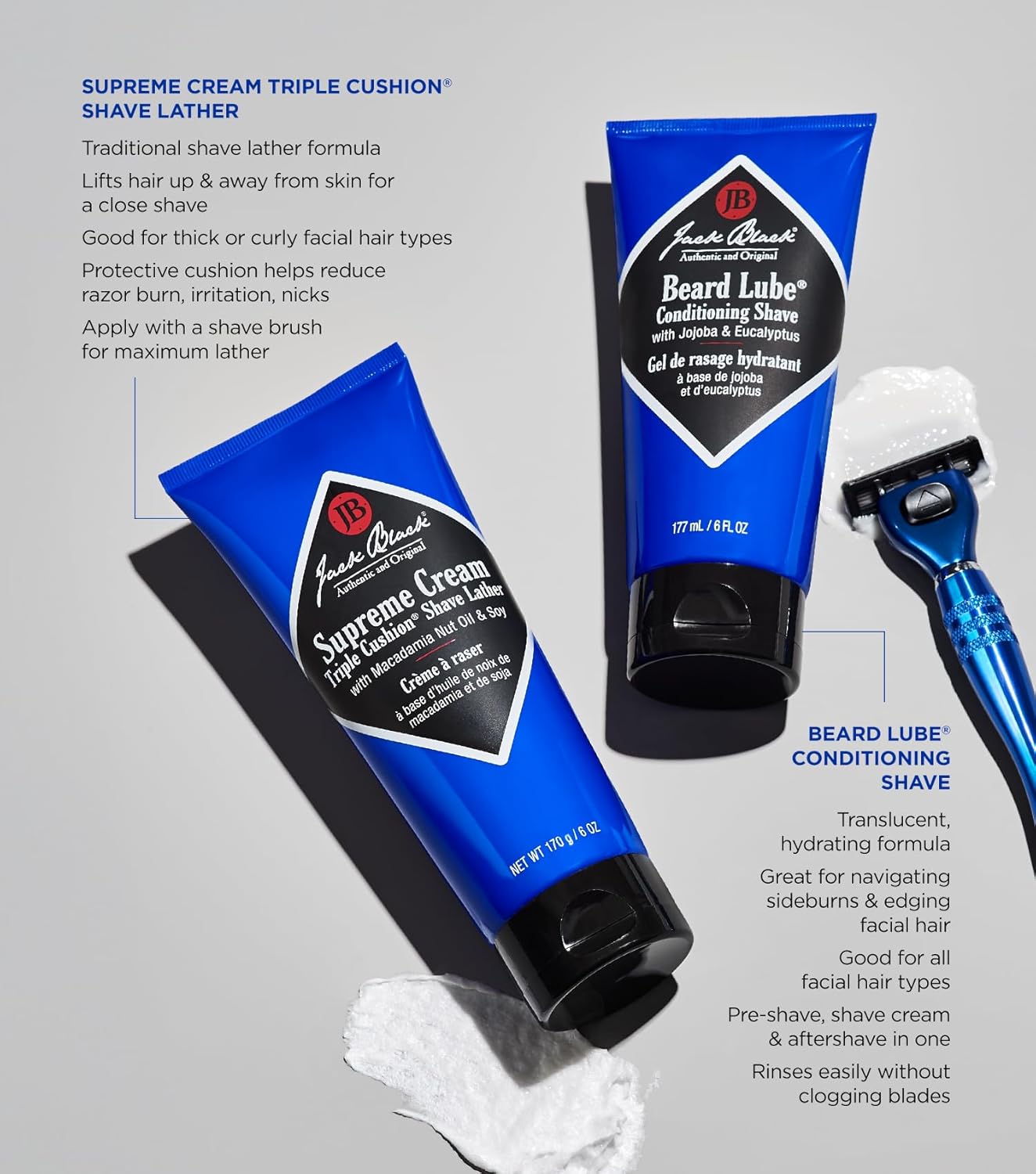 Jack Black Supreme Cream Triple Cushion Shave Lather, 2.6 Oz : Beauty & Personal Care