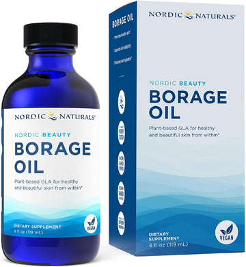 Nordic Naturals Nordic Beauty Borage Oil, Unavored - 4 s - Borage Seed Oil, Unique Omega-6 for Healthy and Hydrated Skin, 480 Milligrams of GLA - Non-GMO - Vegan, 48 Servings