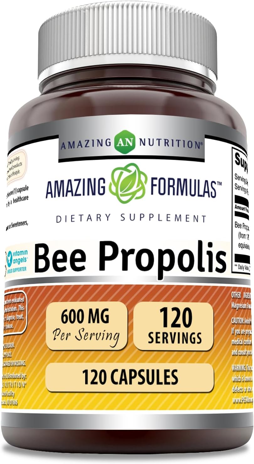 Amazing Formulas Bee Propolis Supplement | 600 Mg Per Serving | 120 Capsules | Non-Gmo | Gluten Free | Made In Usa