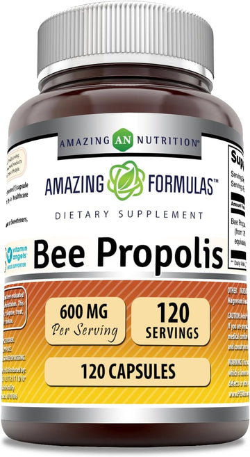 Amazing Formulas Bee Propolis Supplement | 600 Mg Per Serving | 120 Capsules | Non-Gmo | Gluten Free | Made In Usa
