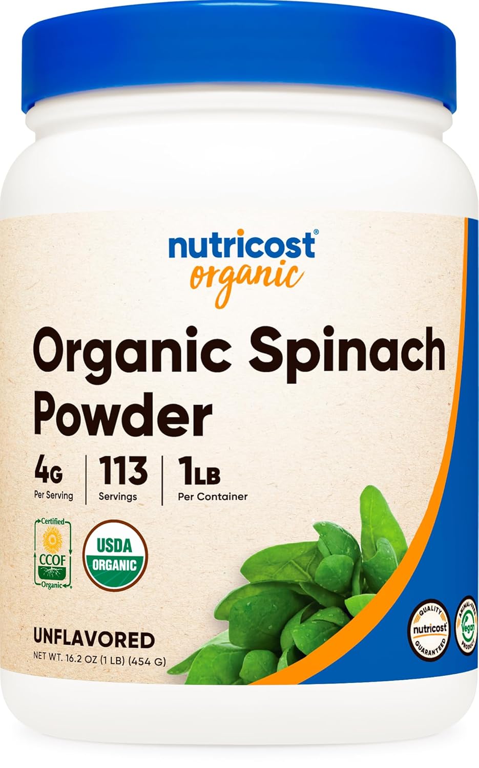 Nutricost Organic Spinach Powder 1Lb - Pure, Gluten Free, Non-Gmo, Certified Organic