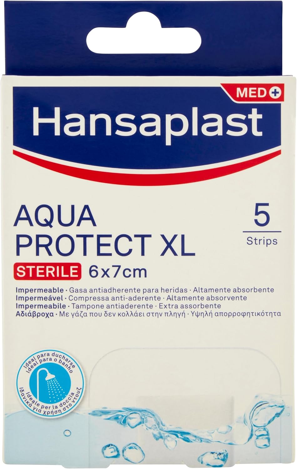 Hansaplast Aqua Protect Xl Wound Dressing, Sterile And Waterproof Dressing, Large And Postoperative Wounds, Blocks 99% Bacteria, 5 Dressings, 6 X 7 Cm
