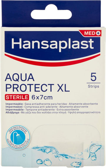 Hansaplast Aqua Protect Xl Wound Dressing, Sterile And Waterproof Dressing, Large And Postoperative Wounds, Blocks 99% Bacteria, 5 Dressings, 6 X 7 Cm