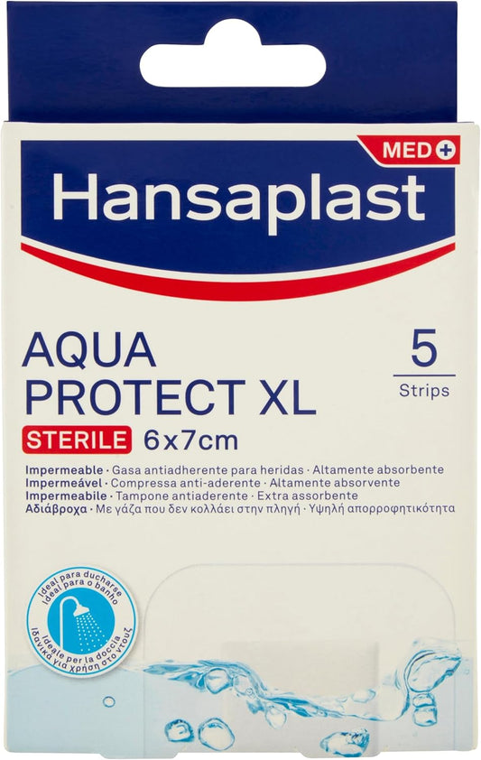 Hansaplast Aqua Protect Xl Wound Dressing, Sterile And Waterproof Dressing, Large And Postoperative Wounds, Blocks 99% Bacteria, 5 Dressings, 6 X 7 Cm
