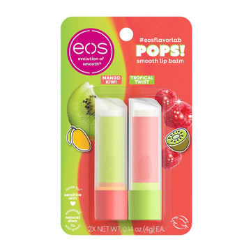 eos Flavorlab Pops! Lip Balm- Mango Kiwi & Tropical Twist, Limited-Edition, 0.14 oz, 2-Pack