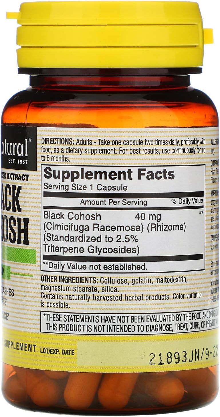 Mason Natural Black Cohosh, Standardized Extract, 60 Capsules : Health & Household