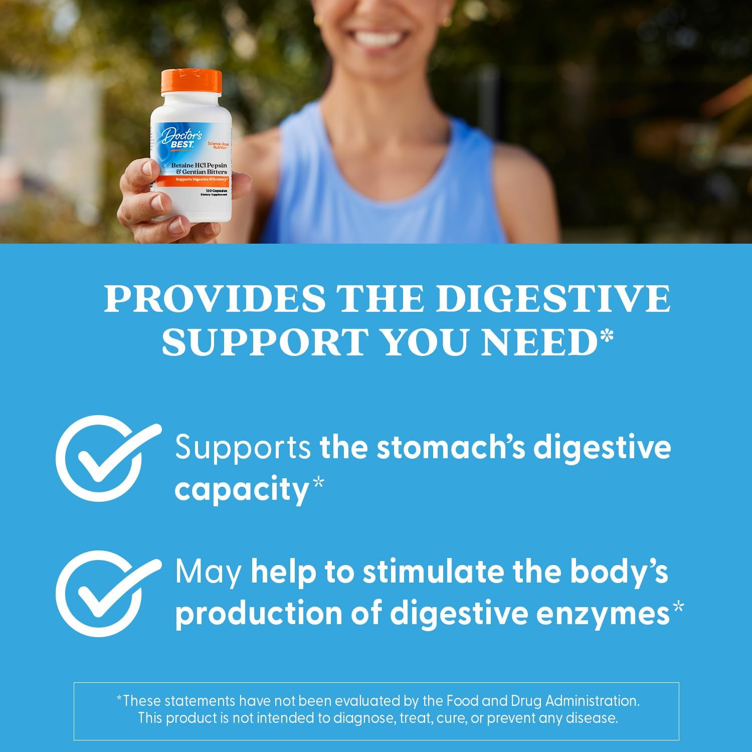 Doctor'S Best Betaine Hci Pepsin & Gentian Bitters, Digestive Enzymes For Protein Breakdown & Absorption, Non-Gmo, Gluten Free, 120 Caps, Original Version : Health & Household