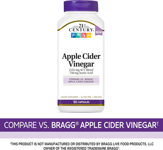 21st Century HealthCare Apple Cider Vinegar, 90 Count Capsules