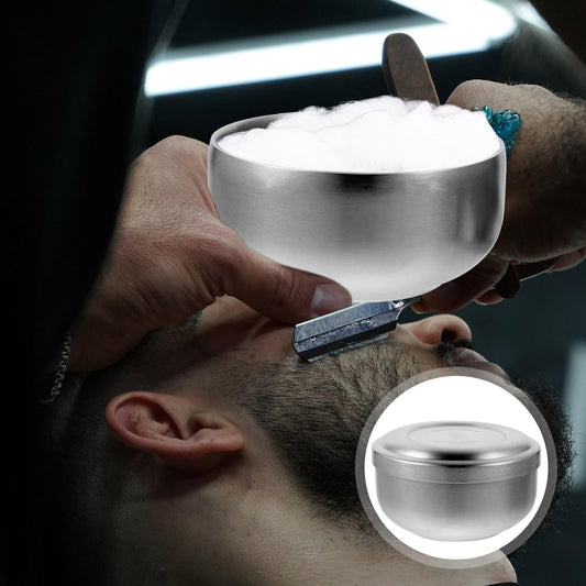 Shaving Bowl, Shave Bowl Stainless Steel, Shaving Soap Bowl With Lid, 4 Inch Shaving Mug, Unbreakable Shaving Cup For Wet/Hot Shave (Silver)