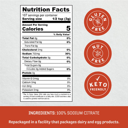 Judee’s Sodium Citrate - 11.25 oz - Keto-Friendly, Gluten-Free and Nut-Free for Cooking and Molecular Gastronomy - 100% Non-GMO - Emulsifier for Cheese Sauce - Serves as Preservative