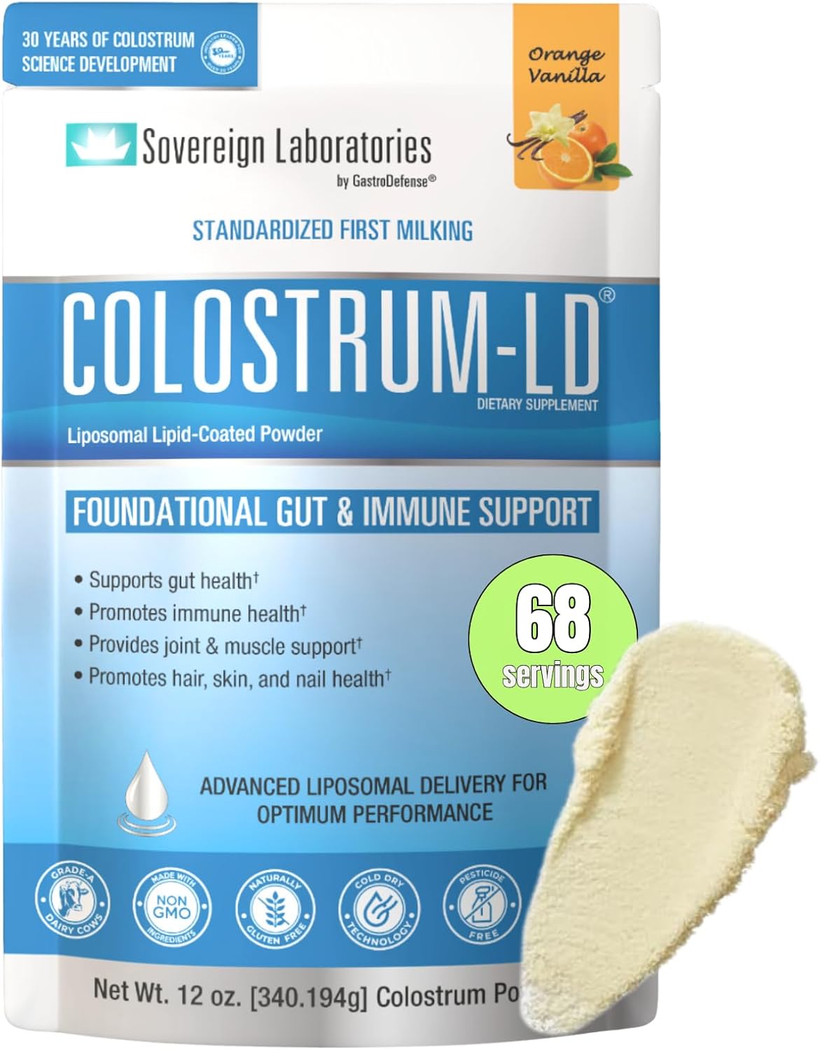 Colostrum-Ld® Powder, Natural Orange-Vanilla Flavor :: 12Oz/340G