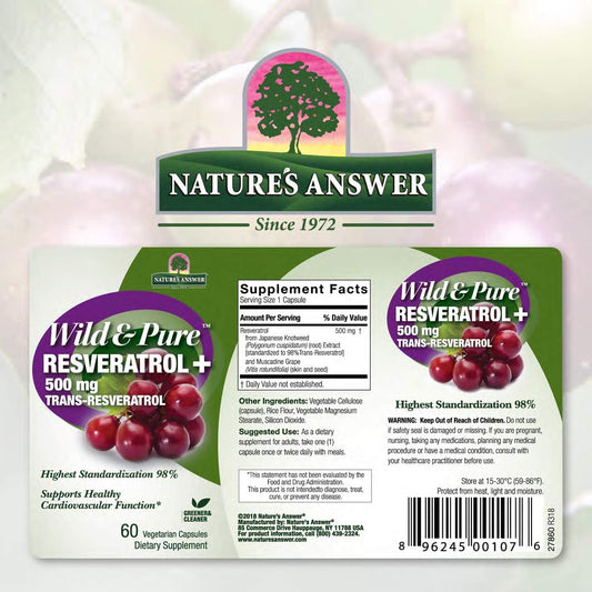 Genceutic Naturals Wild & Pure Resveratrol Vegetarian Capsules, 60-Count | Promotes Heart Health | Anti Ageing | Overall Wellness