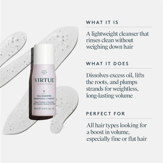 Virtue Full Sulfate Free Volumizing Shampoo Thickens Hair, Safe For All Hair Types, Color Safe