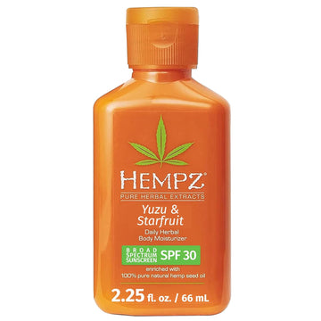 Hempz Yuzu & Starfruit Daily Herbal Lotion With Broad Spectrum Spf 30 - Fragranced, Paraben-Free Sunscreen And Moisturizer With 100% Natural Hemp Seed Oil For Women - Premium Skin Care Products