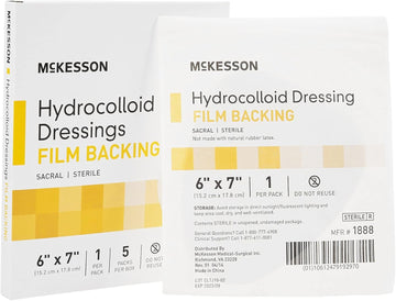 Mckesson Hydrocolloid Dressing, Sterile, Sacral, Film Backing, 6 In X 7 In, 5 Count, 16 Packs, 80 Total