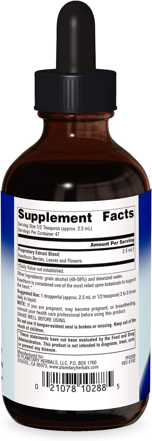 Planetary Herbals Full Spectrum Hawthorn Liq Extract Supplement, 4  