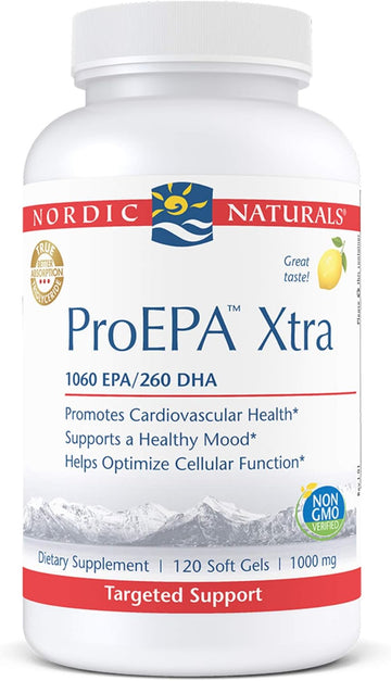 Nordic Naturals ProEPA Xtra, Lemon - 120 Soft Gels - 1640 mg Omega-3 - High-Intensity EPA Formula for Positive Mood, Heart Health & Cellular Function - Non-GMO - 60 Servings