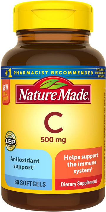 Nature Made Vitamin C 500 Mg, Dietary Supplement For Immune Support, 60 Softgels, 60 Day Supply