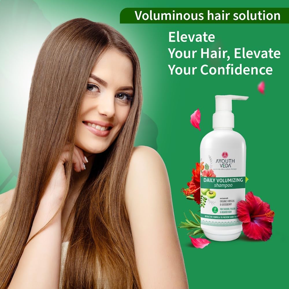 Ayouthveda Daily Volumizing Shampoo, Hair Volume & Nourishment, Vegan, 300Ml
