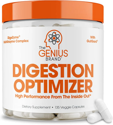 Genius Digestive Enzymes For Digestive Support, Gut Health & Total Wellness - Natural Relief Formula For Gas, Heartburn, & Constipation With Bromelain, Ginger & Prebiotics - 135 Vegetarian Capsules