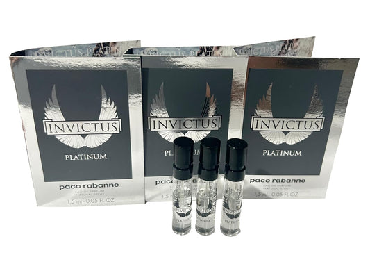 Paco Rabanne Invictus Platinum Edp Men Spray Vial Perfume 1.5 Ml / 0.05 Fl Oz - Set Of 3