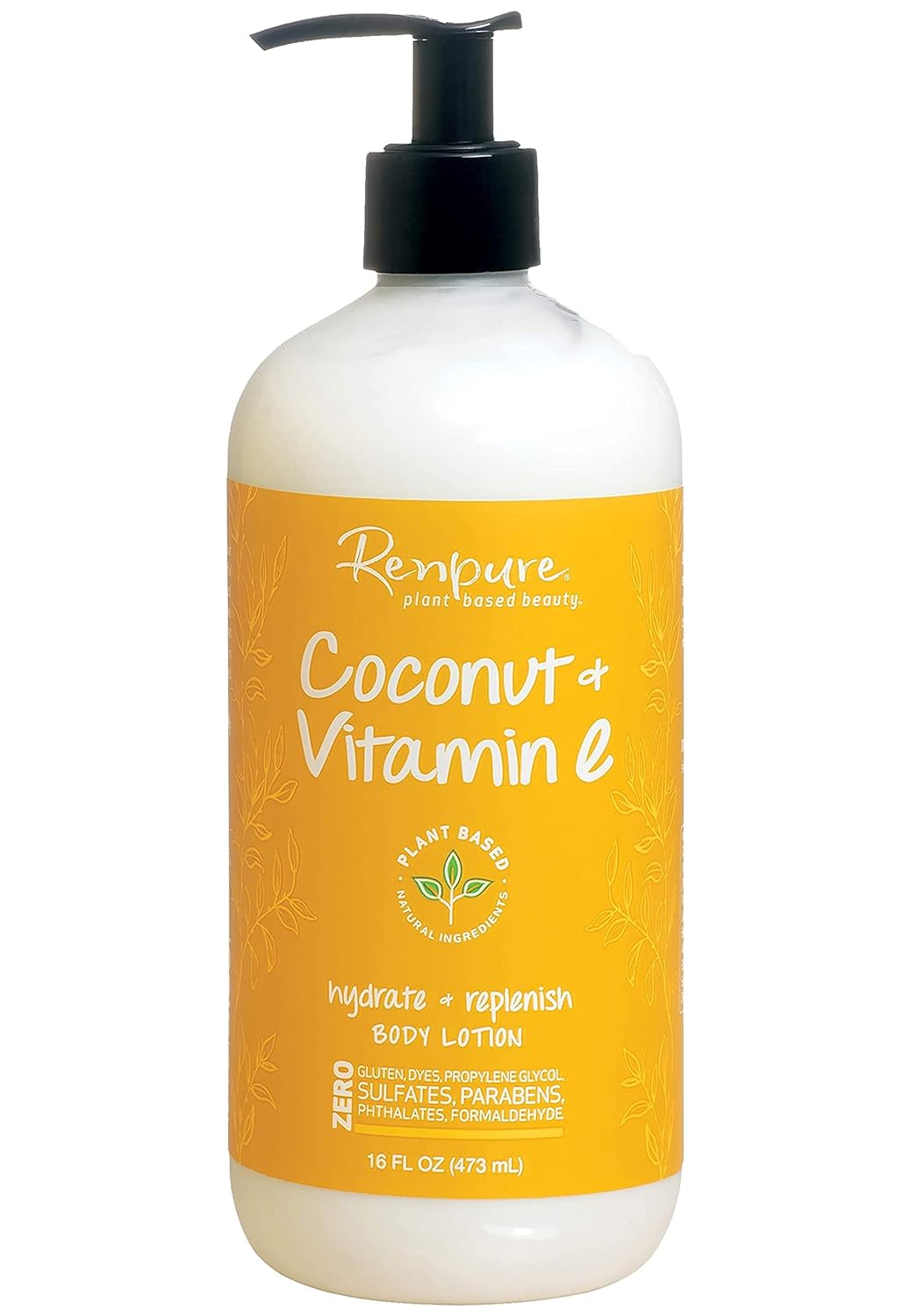 Renpure Plant-Based Body Lotion for Dry Skin – Coconut Oil, Aloe Vera & Vitamin E Oil for Skin – Hydrating, Lightweight Natural Body Lotion & Fast Drying Body Moisturizer Cream, 16 Fl. Oz