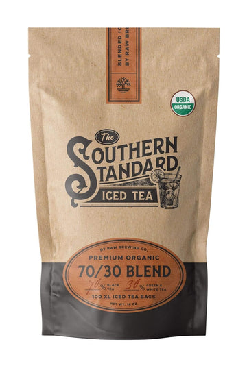 The Southern Standard - Premium Organic Iced Tea Bags - 70/30 Blend (70% Black, 30% Green And White), 50 Xl Bags (1/2 Pound. Makes 25 Gallons.)