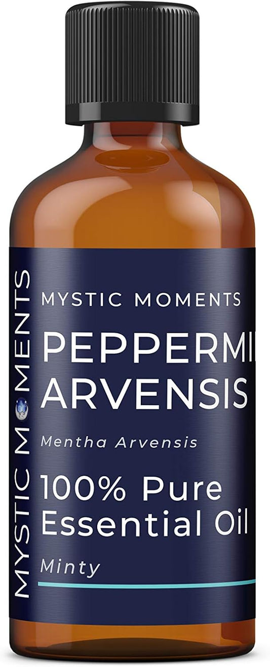 Mystic Moments | Peppermint Arvensis Essential Oil 100ml - Pure & Natural oil for Diffusers, Aromatherapy & Massage Blends Vegan GMO Free