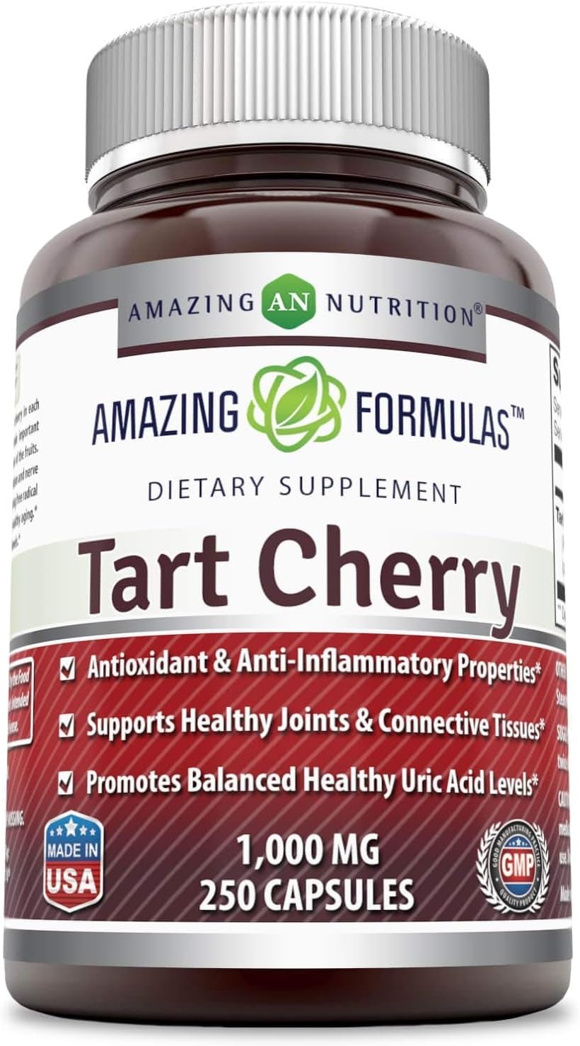 Amazing Formulas Tart Cherry Extract Capsules (Non-Gmo,Gluten Free) - Antioxidant Support - Promotes Joint Health & A Proper Uric Acid Level Balance (1000 Mg, 250 Count)