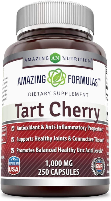 Amazing Formulas Tart Cherry Extract Capsules (Non-GMO,Gluten Free) - Antioxidant Support - Promotes Joint Health & a Proper Uric Acid Level Balance (1000 Mg, 250 Count)