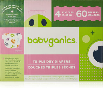 Babyganics Diapers, Size 4, 60 Ct, Ultra Absorbent Diapers