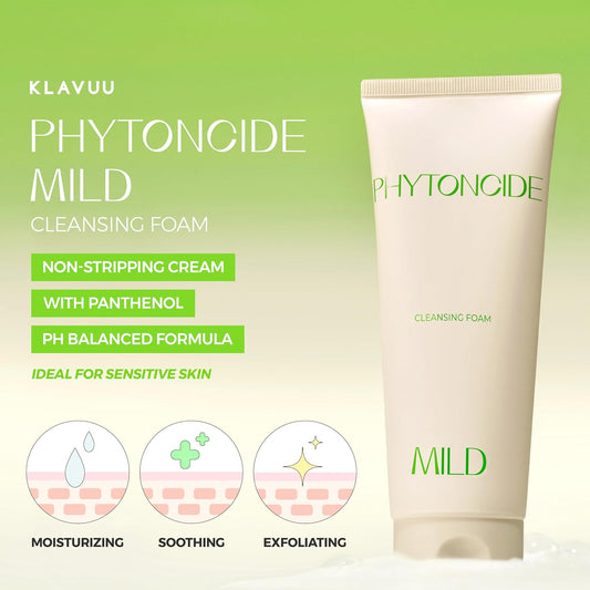 Klavuu Phytoncide Mild Ph Balancing Facial Cleanser - Ph 5.5 Mild Foaming Cleanser With Panthenol For Strengthening Skin Barrier Face Wash - 5.07Floz