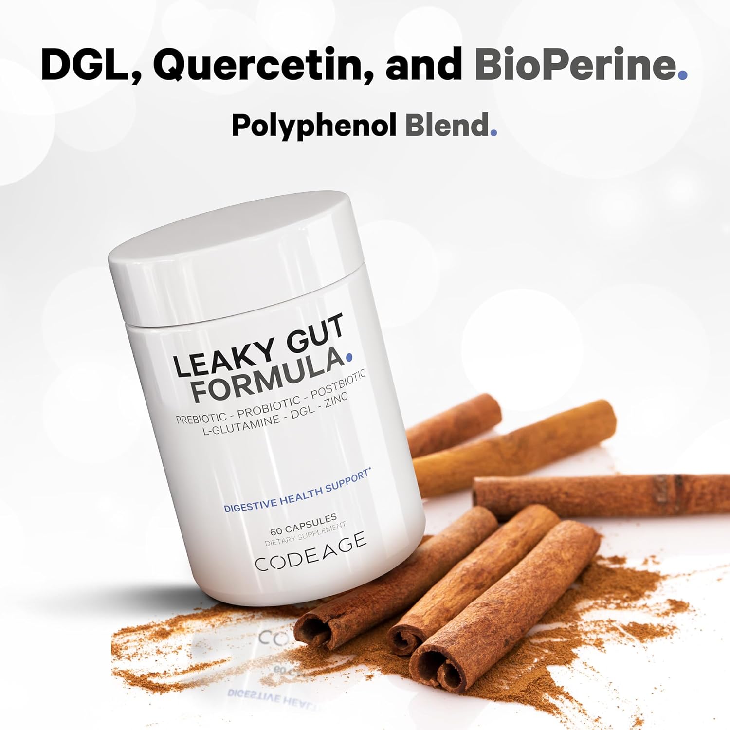 Codeage Leaky Gut Supplement, L-Glutamine, N-Acetylglucosamine, Probiotic, Butyric Acid, Polyphenols, Quercetin, Dgl, Marshmallow Root, Berberine, Bioperine, Cinnamon, Vegan, Non-Gmo, 60 Capsules : Health & Household
