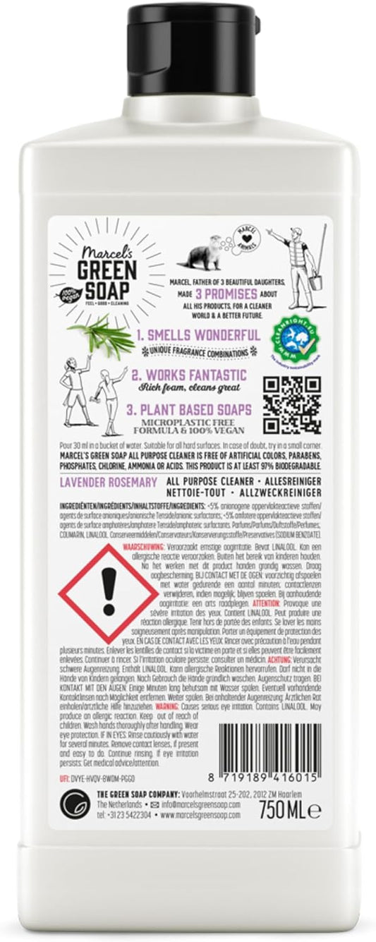 Marcel'S Green Soap - All-Purpose Cleaner Lavender & Rosemary - Surface Cleaner - Vegan - 97% Biodegradable - 750 Ml