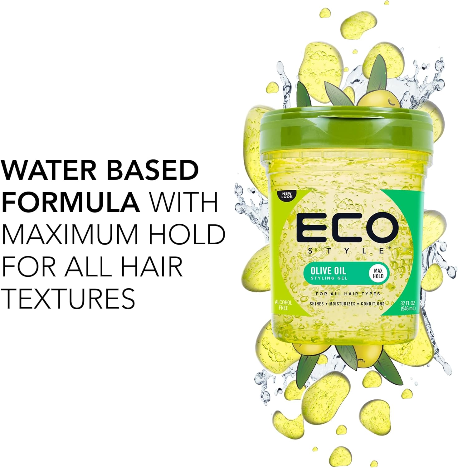Eco Style Olive Oil Eco Styler Hair Gel, Hydrate and Style, Alcohol-Free, Green 946 ml (Pack of 1) : Amazon.co.uk: Beauty