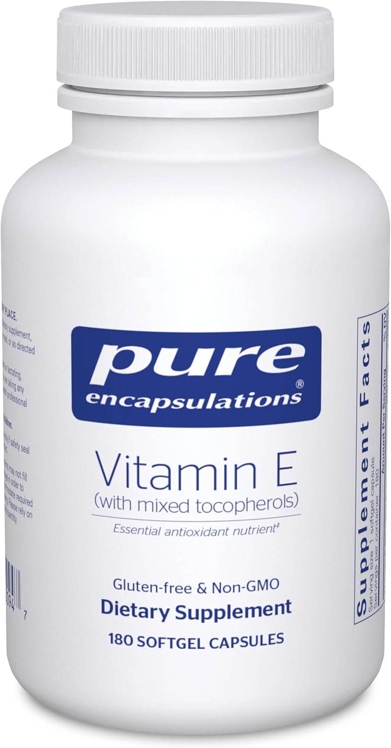 Pure Encapsulations Vitamin E (with Mixed Tocopherols) | Antioxidant Supplement to Support Cellular Respiration and Cardiovascular Health* | 180 Softgel Capsules