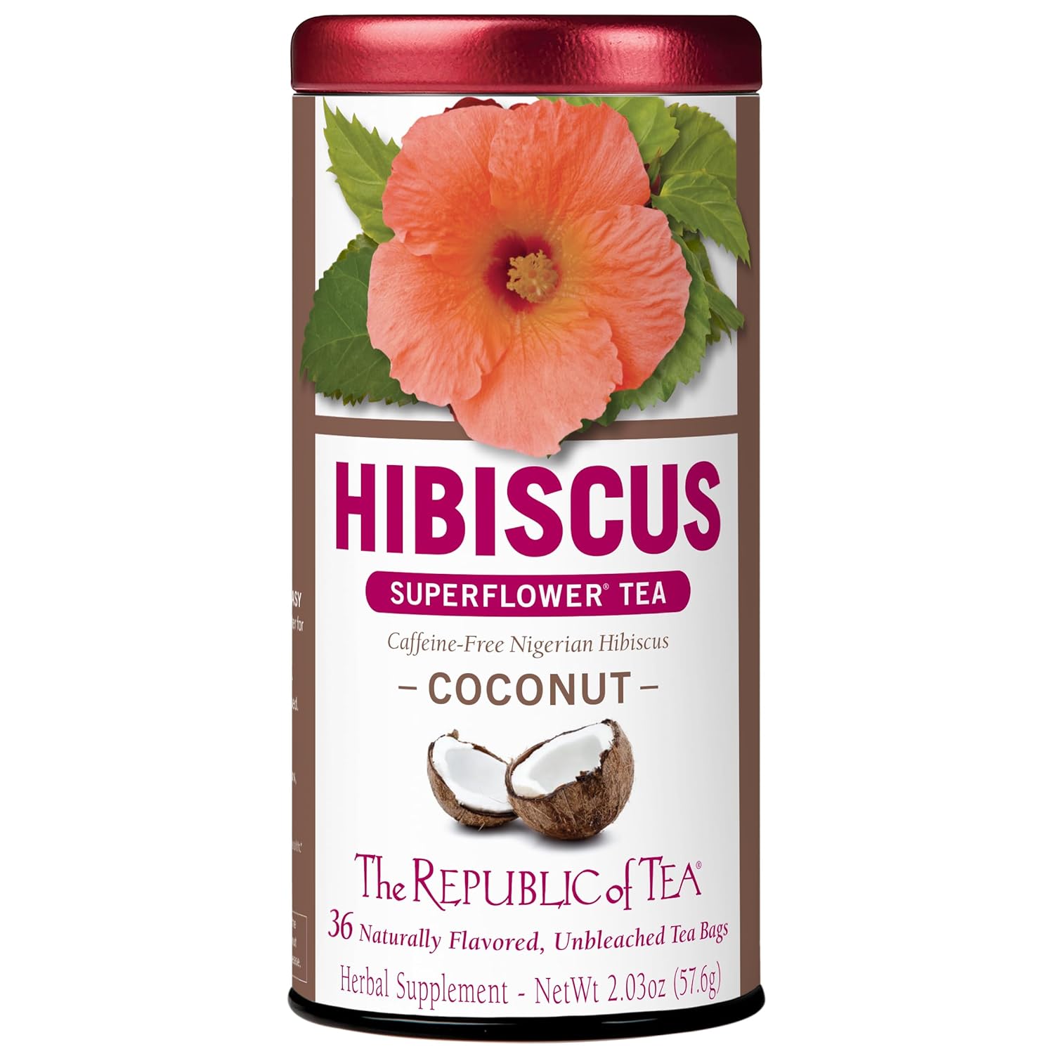 The Republic Of Tea - Hibiscus Coconut Superflower Herbal Tea, 36 Count