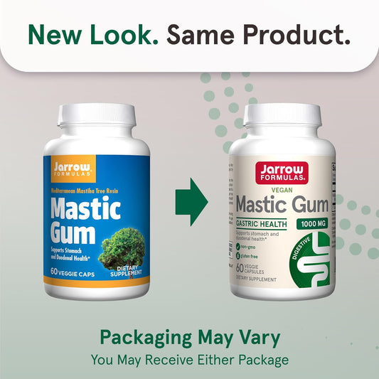 Jarrow Formulas Mastic Gum 1000 Mg, Dietary Supplement For Gastrointestinal Health Support, 60 Veggie Capsules, 30 Day Supply, (Pack Of 12)